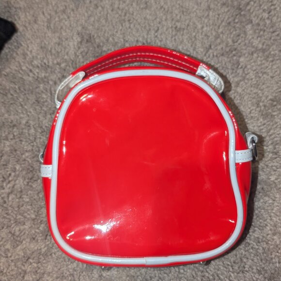 Teddy Fresh Mini Backpack Crossbody Bag | Red Patent Flower Logo - Picture 2 of 2